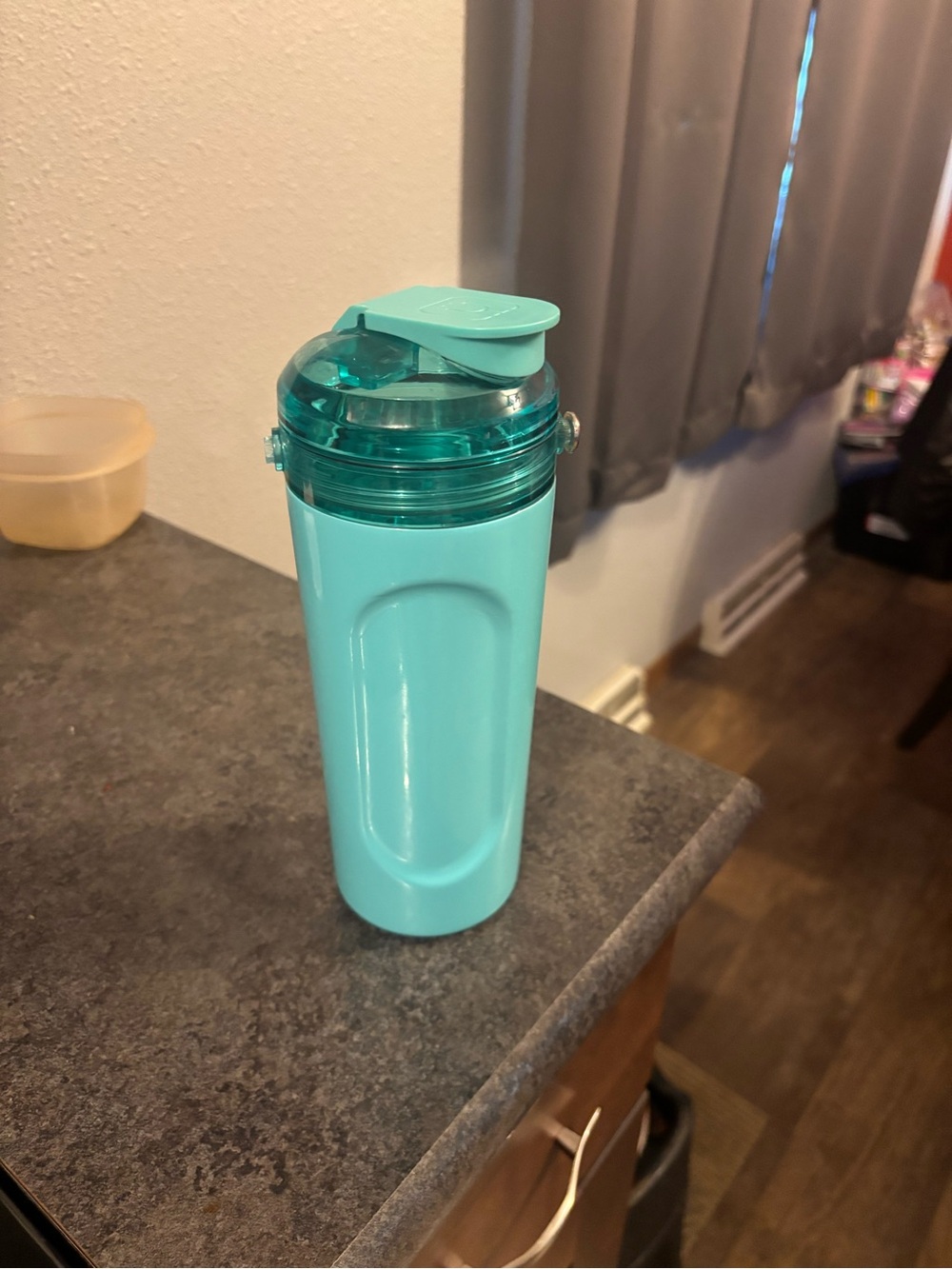 Turquoise Travel shaker bottle with Flip Lid